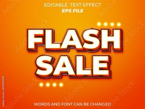 flash sale text effect, font editable, typography, 3d text. vector template 