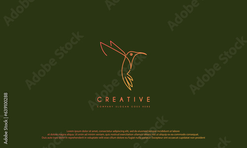 birds hummingbird fly lines logo design vector symbol icon illustration