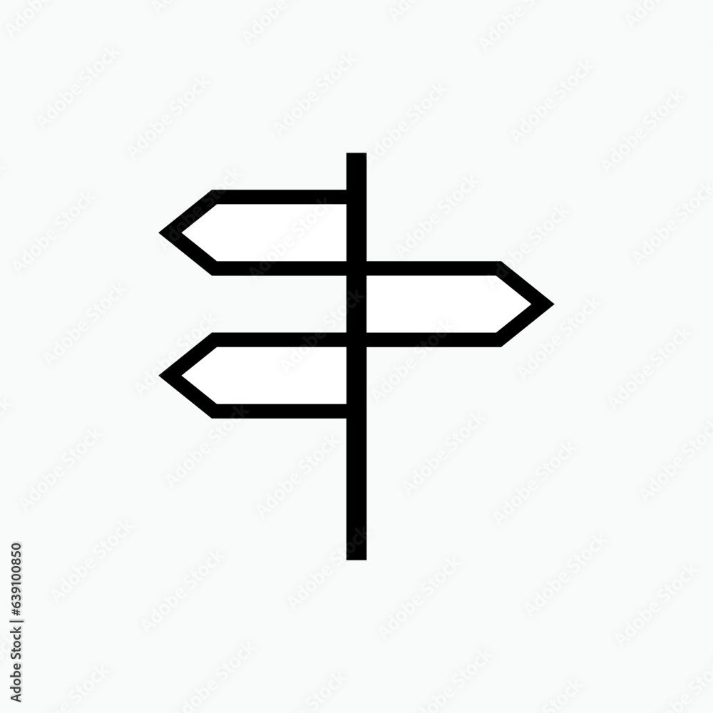 Signpost Icon. Sign Pole, Pointing Board Symbol - Vector. Signpost Icon. Sign Pole, Pointing Board Symbol - Vector.