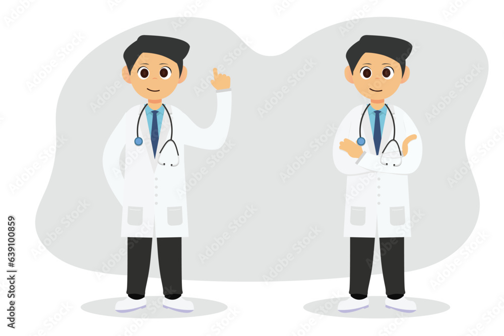 two doctors wear a white uniform with stethoscope two doctors wear a white uniform with stethoscope