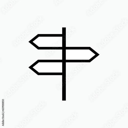 Signpost Icon. Sign Pole  Pointing Board Symbol - Vector.