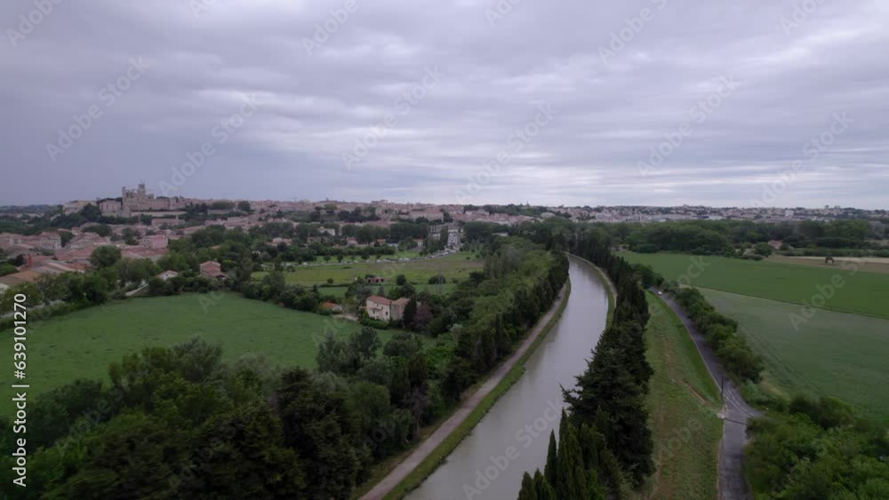 Aerial Serenity, The Majestic River Aude Flowing through Narbonne Aerial Serenity, The Majestic River Aude Flowing through Narbonne