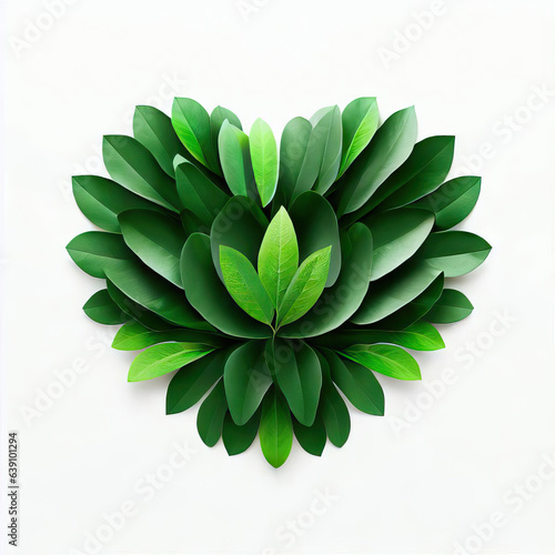 Green Elegance, Leaves Shaping Love, Generative AI