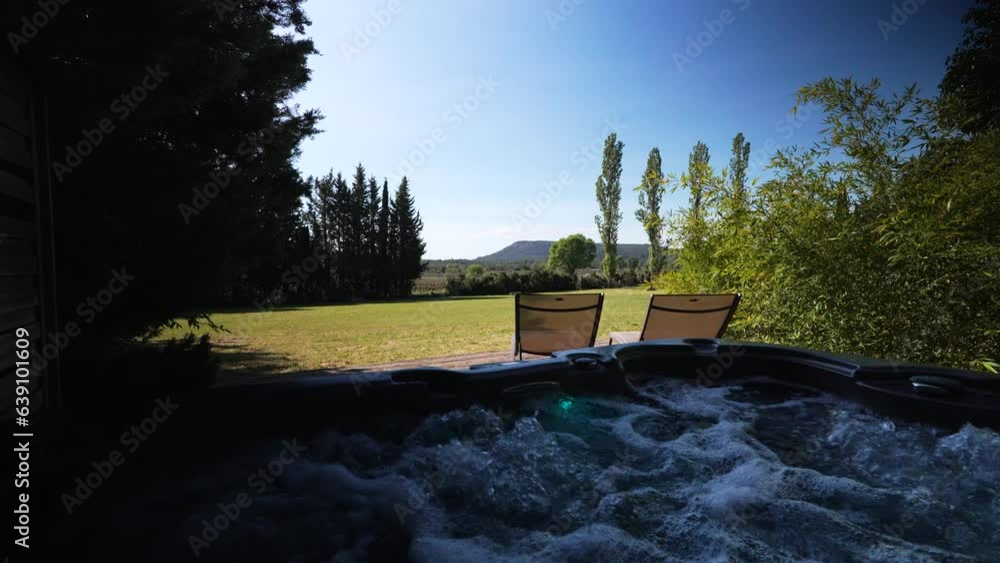 Serene Retreat Jacuzzi Oasis with Breathtaking Views Stock ビデオ Adobe