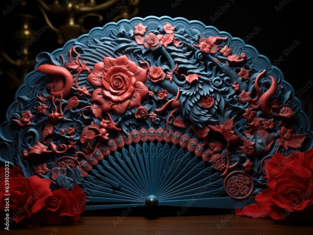 Japanese style hand fan, digital print, sharp blades, dmt patterns ...