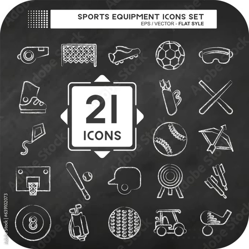 Icon Set Sports Equipment. related to Sports Equipment symbol. chalk style. simple design editable. simple illustration
