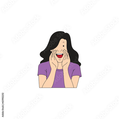 a woman with long hair was screaming happily