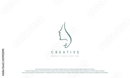 Woman face logo design vector illustration. Woman face suitable for beauty and cosmetic company logos.