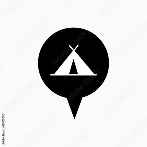 Free Download Camping Ground Icon. Scout Place, Tents Area. Presented in Glyph Style.  - GFXLoad