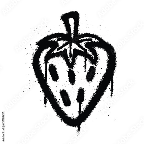 Graffiti spray paint Symbol Strawberry Isolated Vector