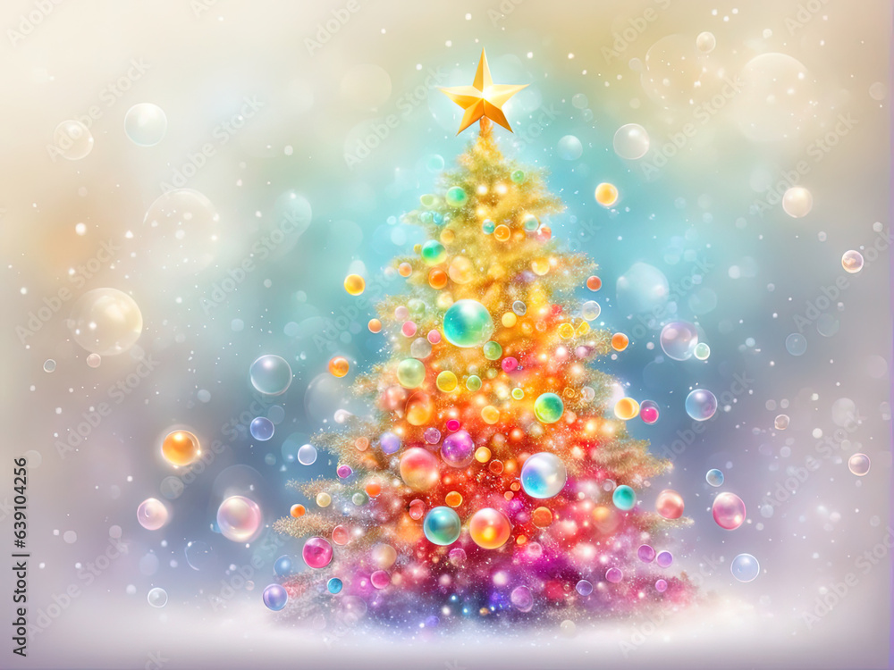 Colorful bubbles christmas tree theme with Generative AI. Colorful bubbles christmas tree theme with Generative AI.