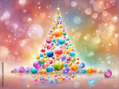 Colorful bubbles christmas tree theme with Generative AI.