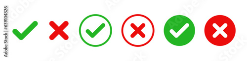 Check mark and cross mark icon set