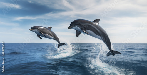 hyperrealistic image of two dolphins jumping. Generative Ai content © Kashif Ali 72