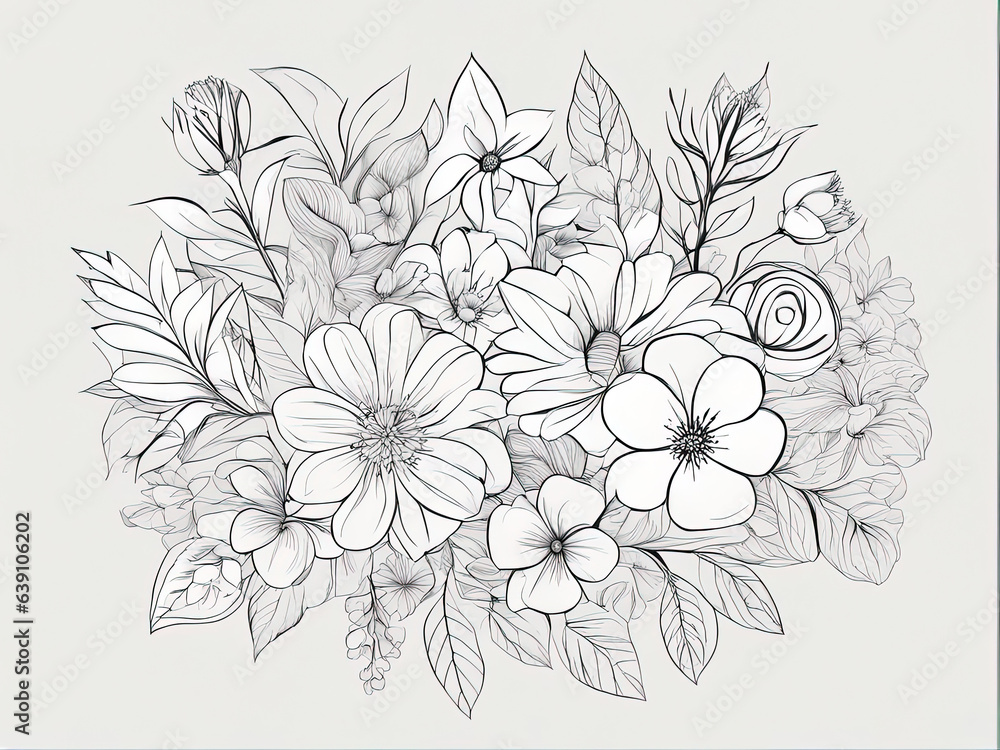 bouquet of flowers in white background with Generative AI. bouquet of flowers in white background with Generative AI.