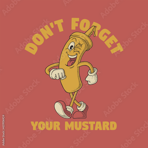 retro cartoon happy mustard emblem