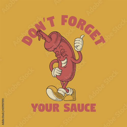 retro cartoon smiling sauce emblem