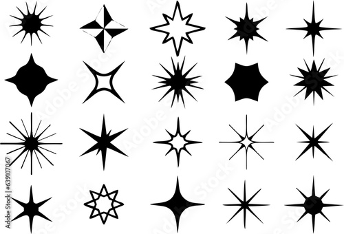 Stylish sparkle star icons. Star doodles collection. Multiple style art designs in high resolution on white background. Multipurpose illustration.
