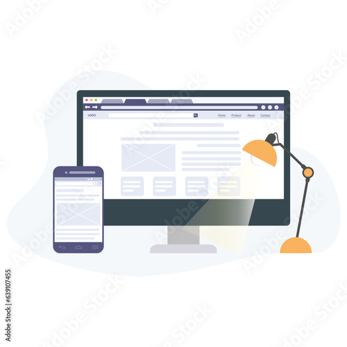 Responsive web design illustration useable for both ios android and web