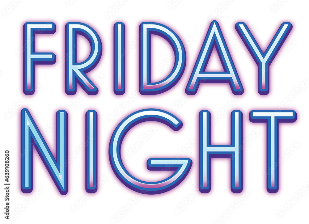 Digital png illustration of friday night text on transparent background Digital png illustration of friday night text on transparent background