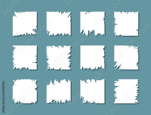 Bundle of blank square paper torn border design
