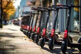 Urban rental e-scooters blending technology and modern transportation. Generative AI
