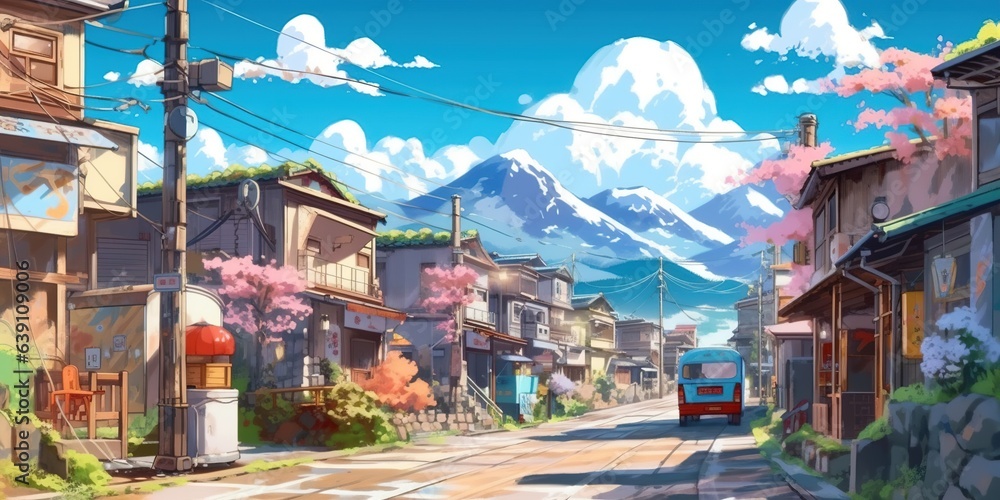 A small town in the mountains, charming adorable place on earth in the ...