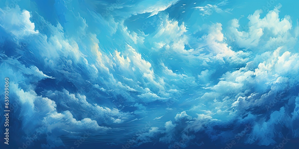 Naklejka premium Abstract blue clouds in the sky, concept art