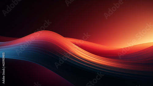 Abstract smooth sunset waves visualization, Mountain landscape illustration | Generative AI