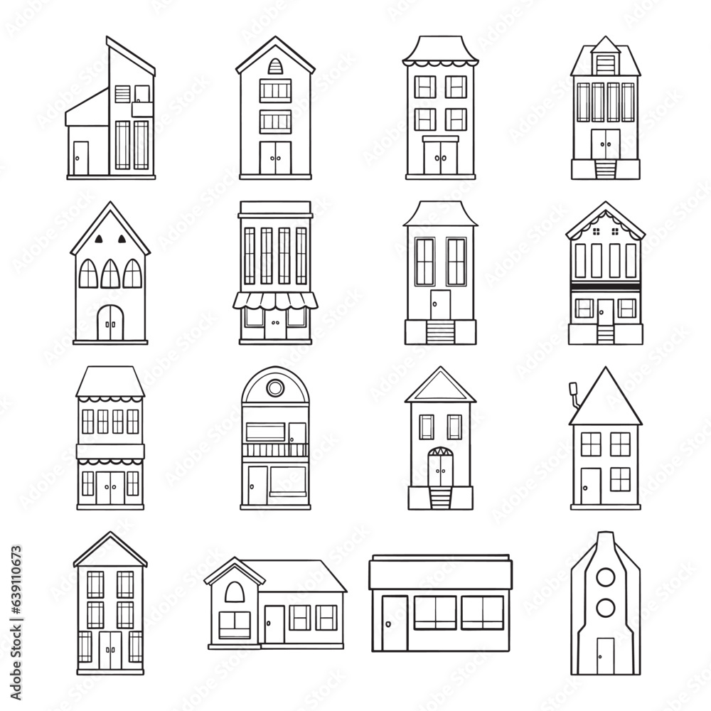  house doodle hand drawn vector set