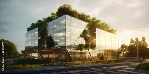 Environmental friendly and sustainable office building in the modern city.