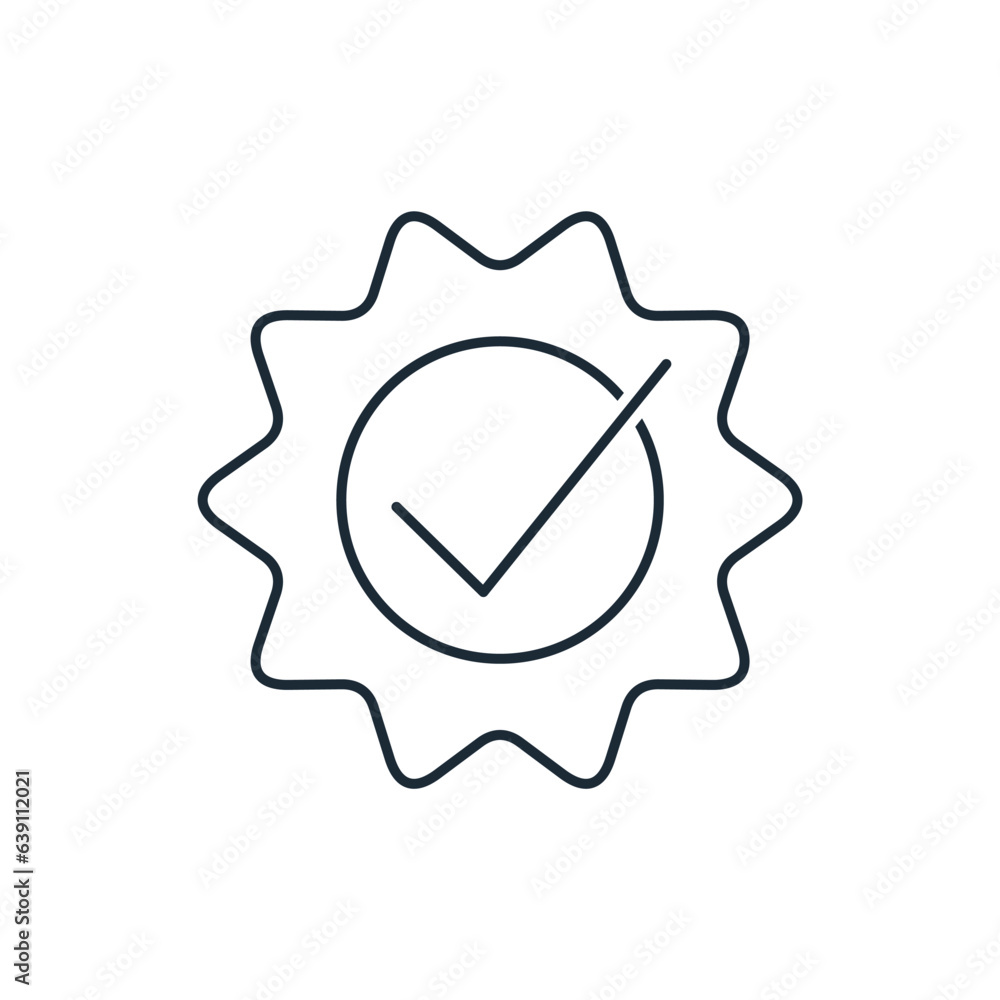 Checked. Approve. Vector linear icon isolated on white background. Checked. Approve. Vector linear icon isolated on white background.