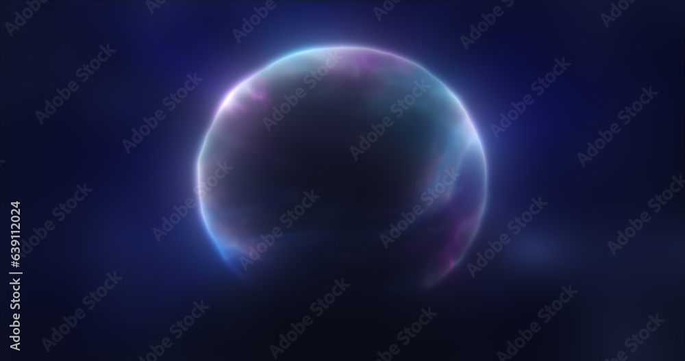 Abstract blue energy sphere round glowing magical digital futuristic space background