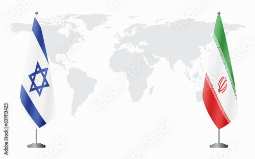 Israel and Iran flags for official meeting