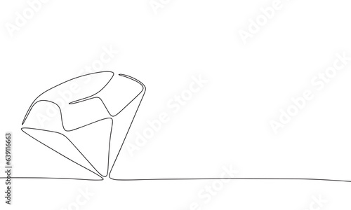 Diamond one line continuous concept banner. Hand drawn Diamond line art. Vector illustration.