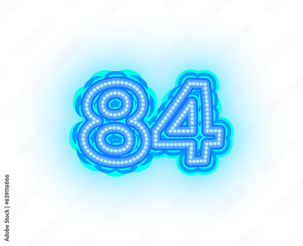 Blue neon alphabet letters, numbers, and signs on a transparent background Blue neon alphabet letters, numbers, and signs on a transparent background