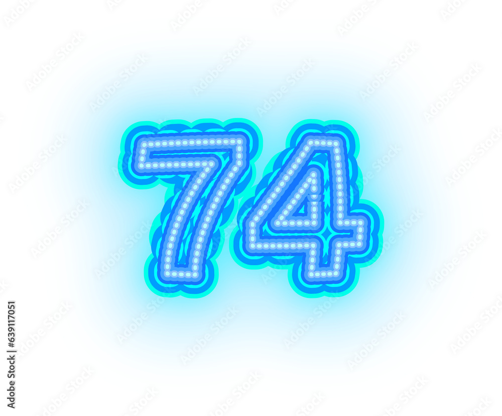 Blue neon alphabet letters, numbers, and signs on a transparent background Blue neon alphabet letters, numbers, and signs on a transparent background