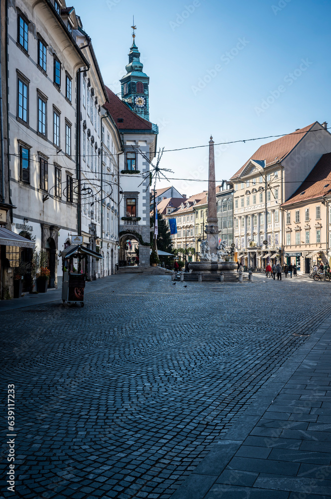 Fototapeta premium Art, historic buildings and colors of the Slovenian capital. Ljubljana.