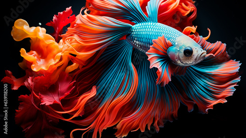 red  gold fish  fighting  siamese fighting fish.
