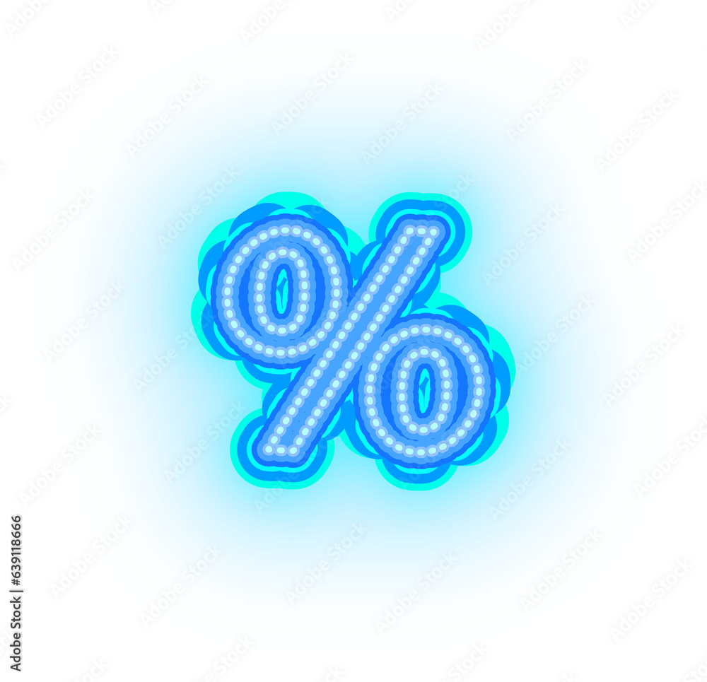 Fototapeta premium Blue neon alphabet letters, numbers, and signs on a transparent background