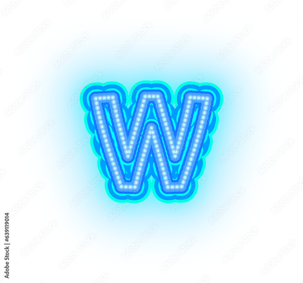 Blue neon alphabet letters, numbers, and signs on a transparent background Blue neon alphabet letters, numbers, and signs on a transparent background