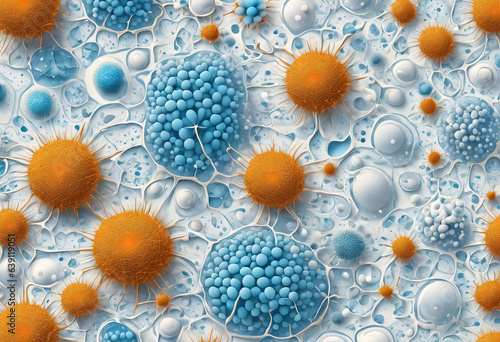 Virus cells and bacteria on...