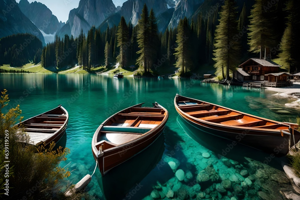 boats on the lake blue water