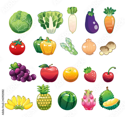 set of vegetable and fruit