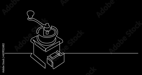 continuous line drawing vector illustration with FULLY EDITABLE STROKE of tea or coffee drinks as a concept of cafe on black background