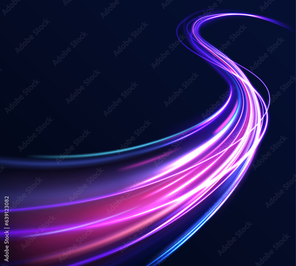 The effect of a long yellow and red path or autobahn at night. City light trails behind the traffic background. The effect of a long yellow and red path or autobahn at night. City light trails behind the traffic background.