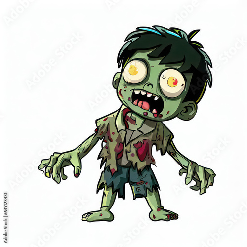 Illustration zombie cartoon isolated on white background.generative AI