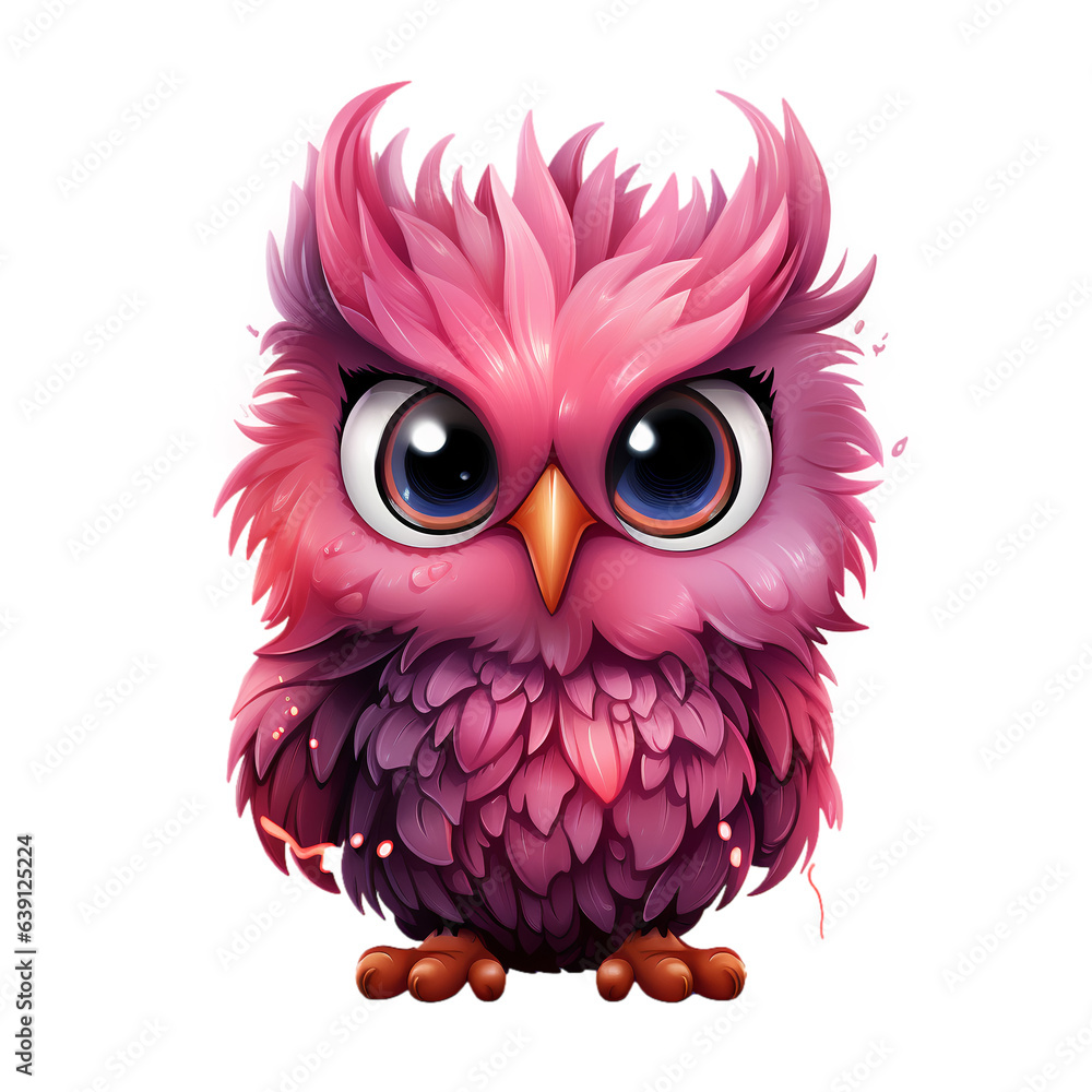 Cute and crazy owl Transparent background, isolated