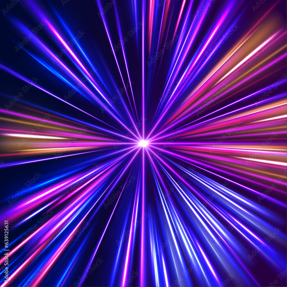 Obraz premium Abstract background rotational border lines. Futuristic dynamic motion technology. High-speed light trails effect. 