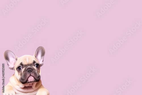 French Bulldog isolated on pastel pink background, blank copy space